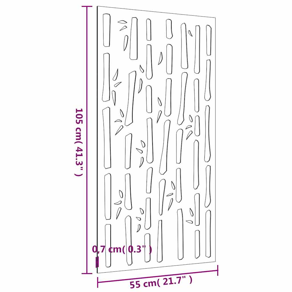 Wanddecoratie Tuin Bamboe-Ontwerp 105X55 Cm Cortenstaal
