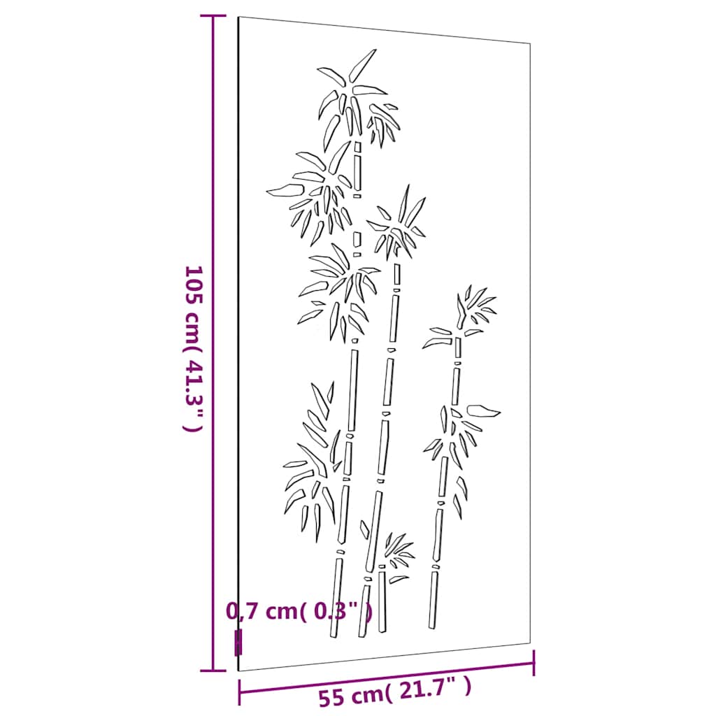 Wanddecoratie Tuin Bamboe-Ontwerp 105X55 Cm Cortenstaal