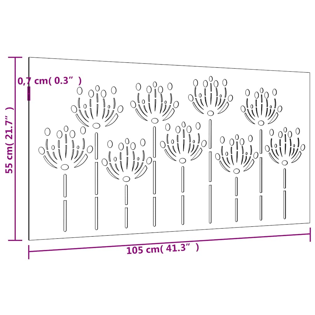 Wanddecoratie Tuin Bloemenontwerp 105X55 Cm Cortenstaal