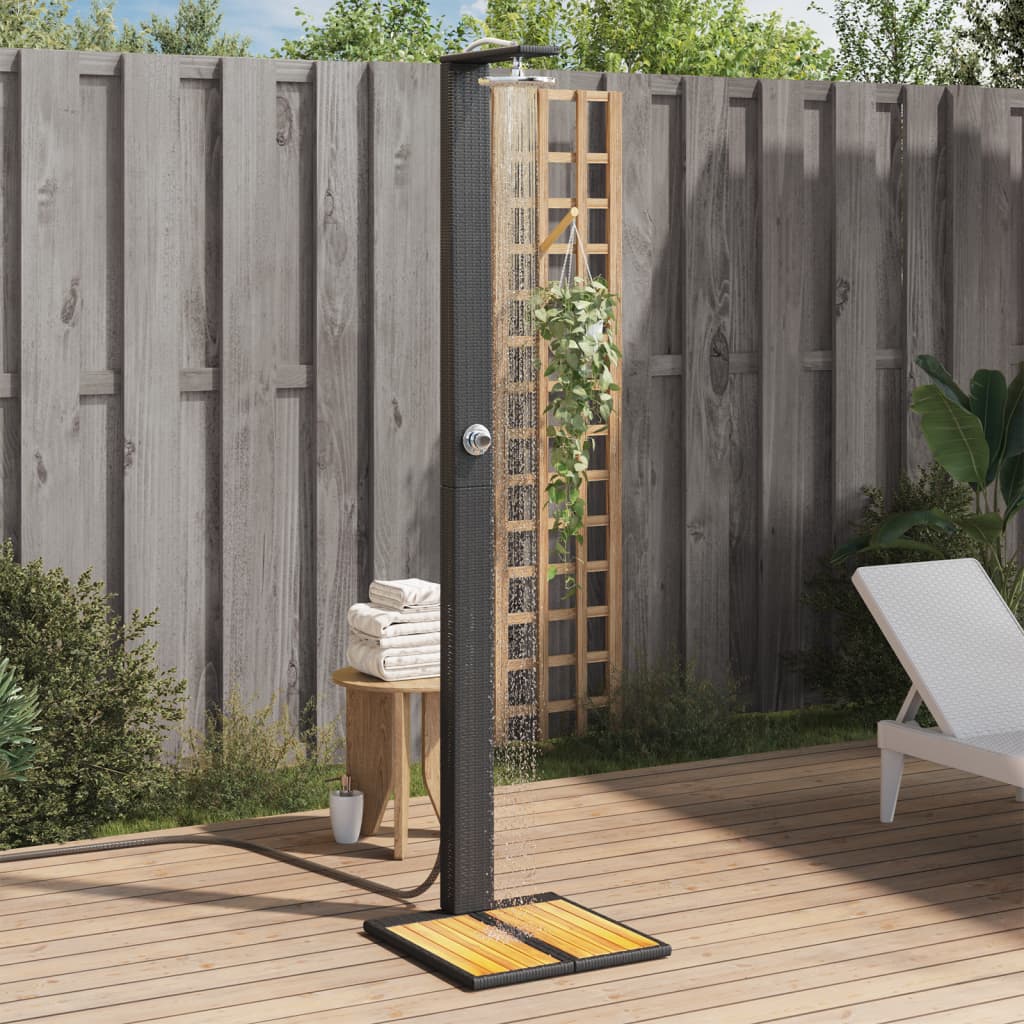 Buitendouche 50X55X224 Cm Poly Rattan En Acaciahout