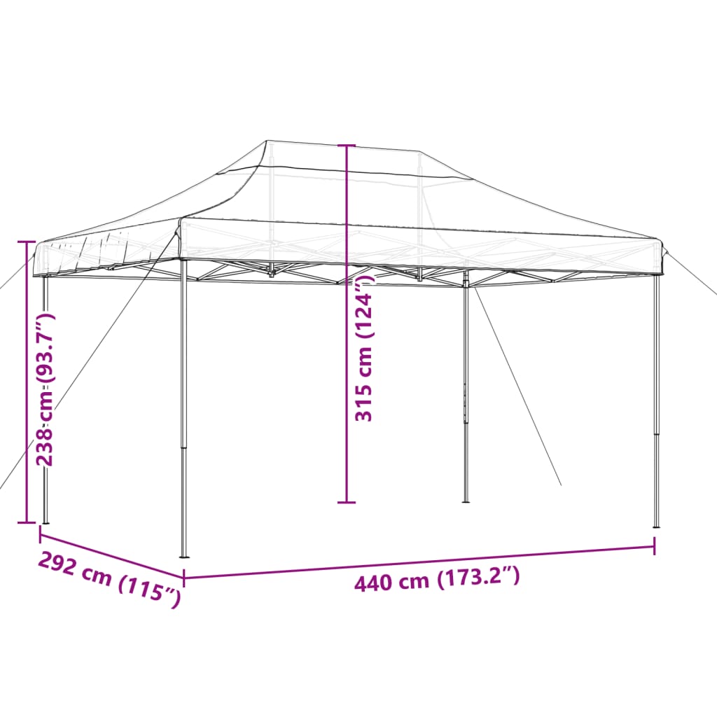 Partytent Inklapbaar Pop-Up 440X292X315 Cm Bordeauxrood