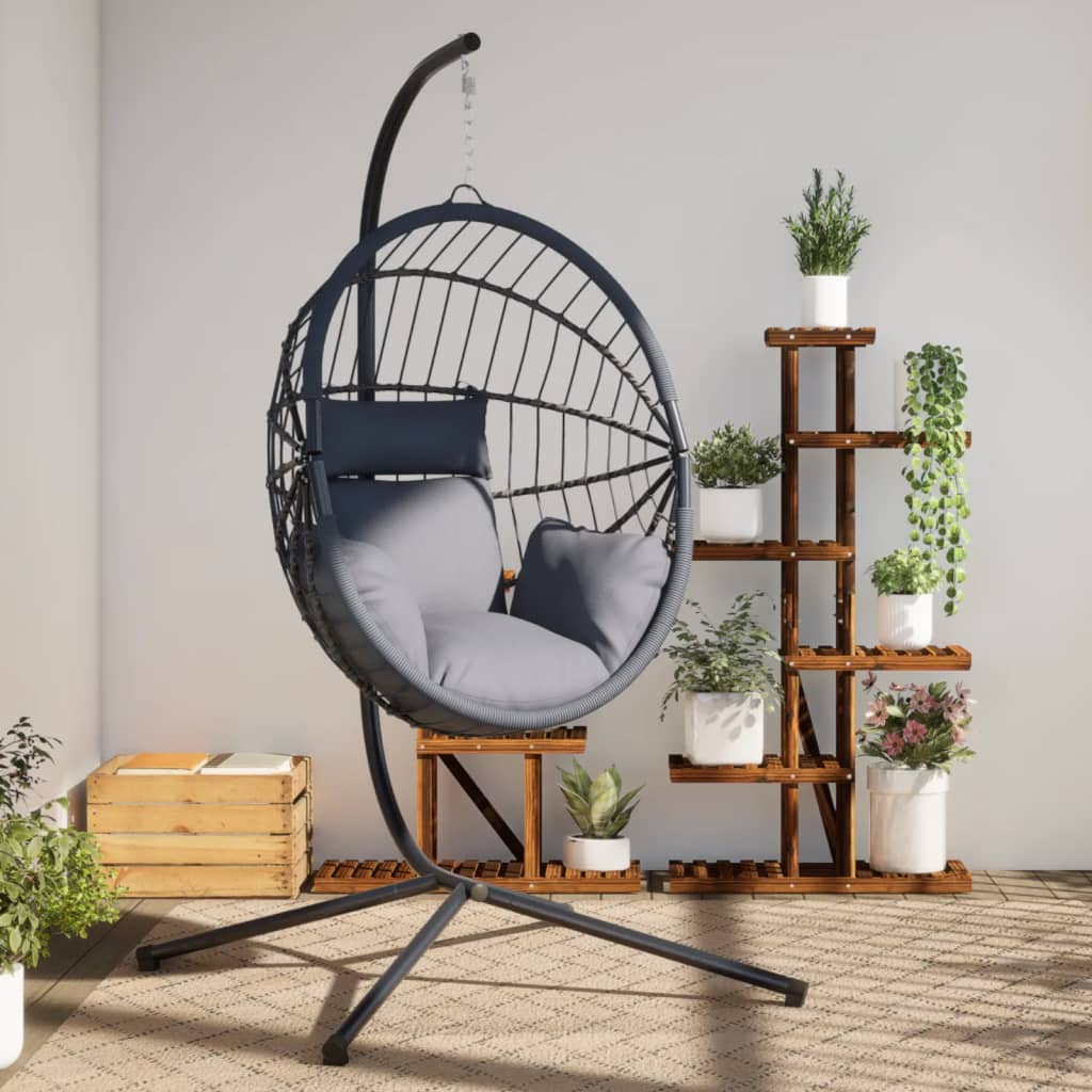 Hangstoel Met Standaard Rattan En Staal Kleurig