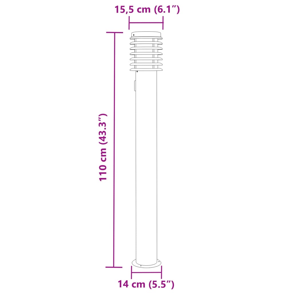 Buitenvloerlamp 110 Cm Roestvrijstaal Zwart