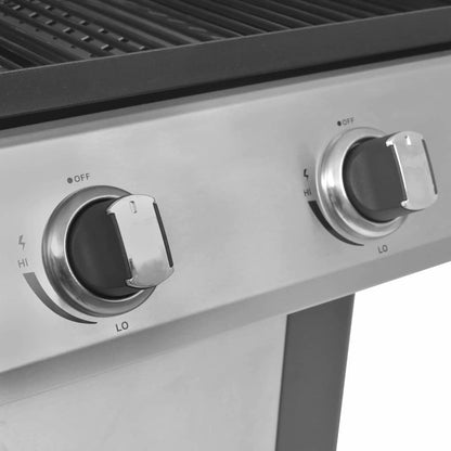 Gas Grill Met Branders Met Wiel Zilver Staal Met Metaal Slang