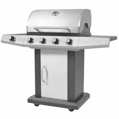 Gas Grill Met Branders Met Wiel Zilver Staal Met Metaal Slang