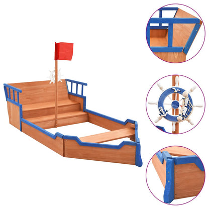 Zandbak Piratenschip 190X94,5X101 Cm Vurenhout Zwart