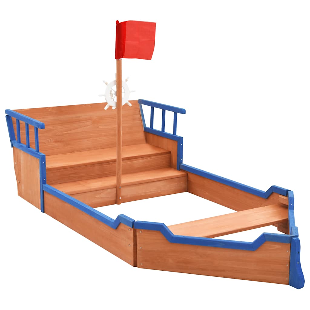 Zandbak Piratenschip 190X94,5X101 Cm Vurenhout Zwart