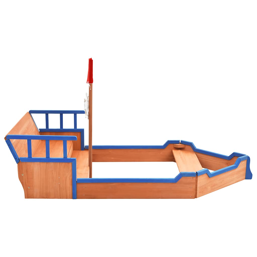 Zandbak Piratenschip 190X94,5X101 Cm Vurenhout Zwart