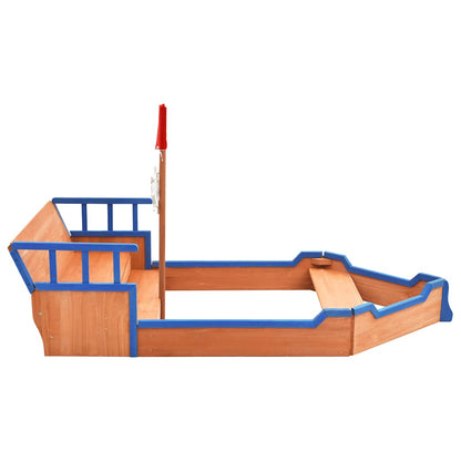 Zandbak Piratenschip 190X94,5X101 Cm Vurenhout Zwart