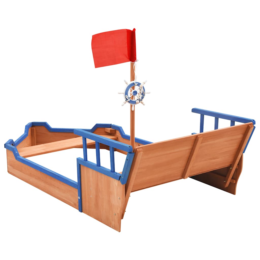 Zandbak Piratenschip 190X94,5X101 Cm Vurenhout Zwart