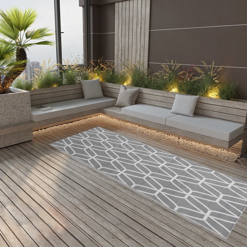 Buitenkleed Arakil Ø120 Cm Polypropeen Grijs En Wit