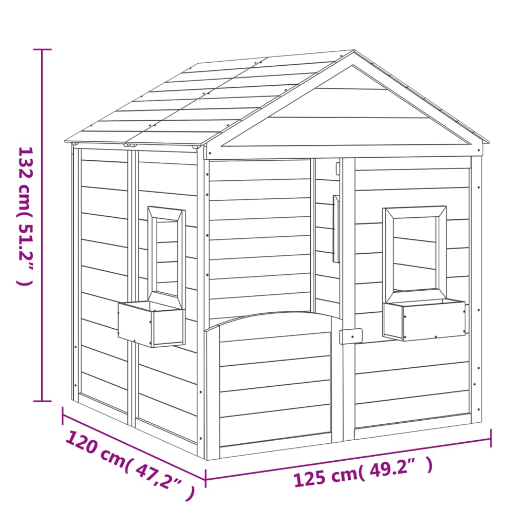 Speelhuis Met Afsluitbare Deur En Bloempotten Massief Vurenhout
