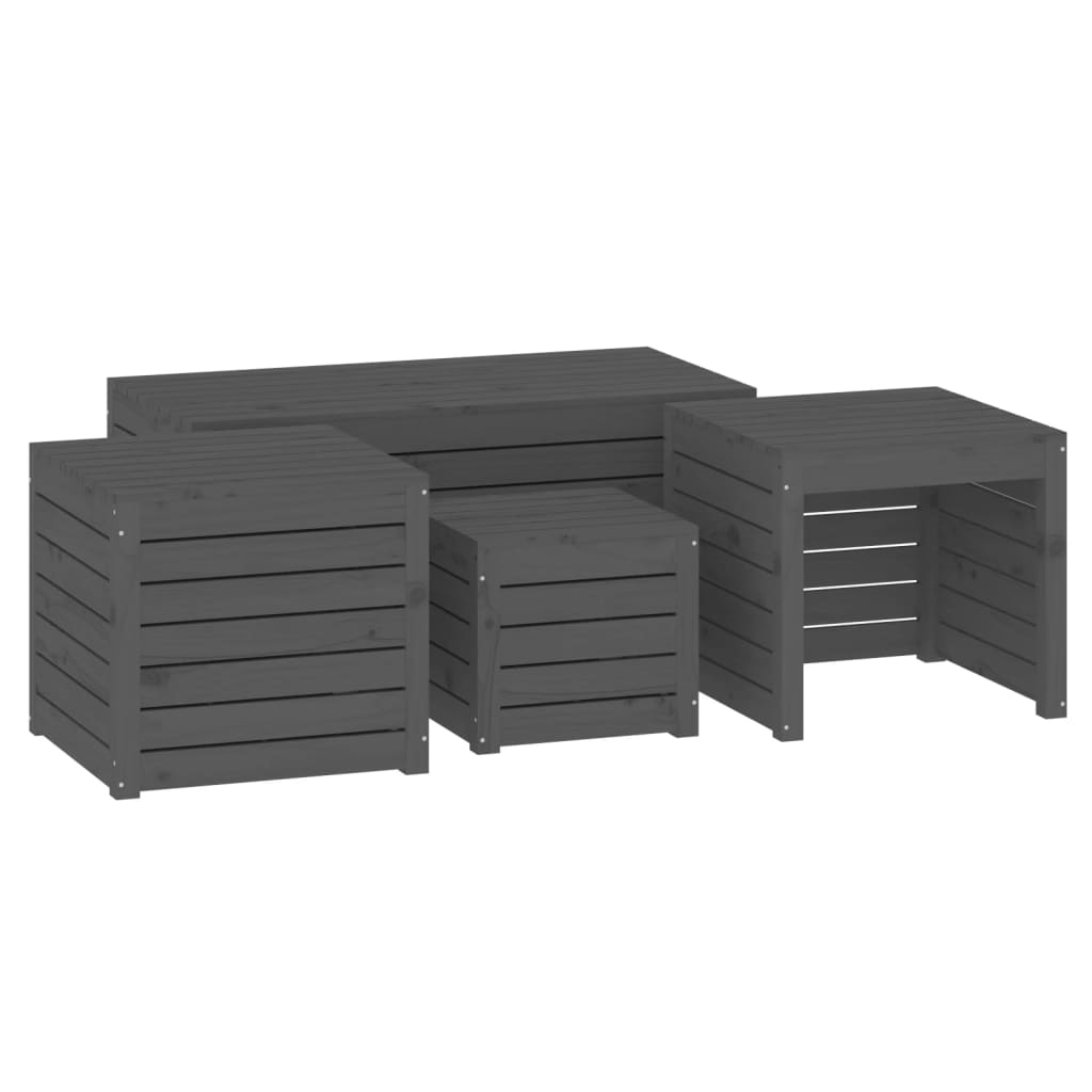 4-Delige Tuinboxset Massief Grenenhout
