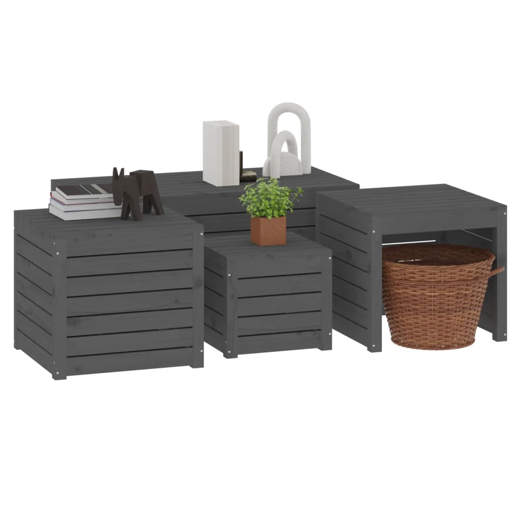 4-Delige Tuinboxset Massief Grenenhout