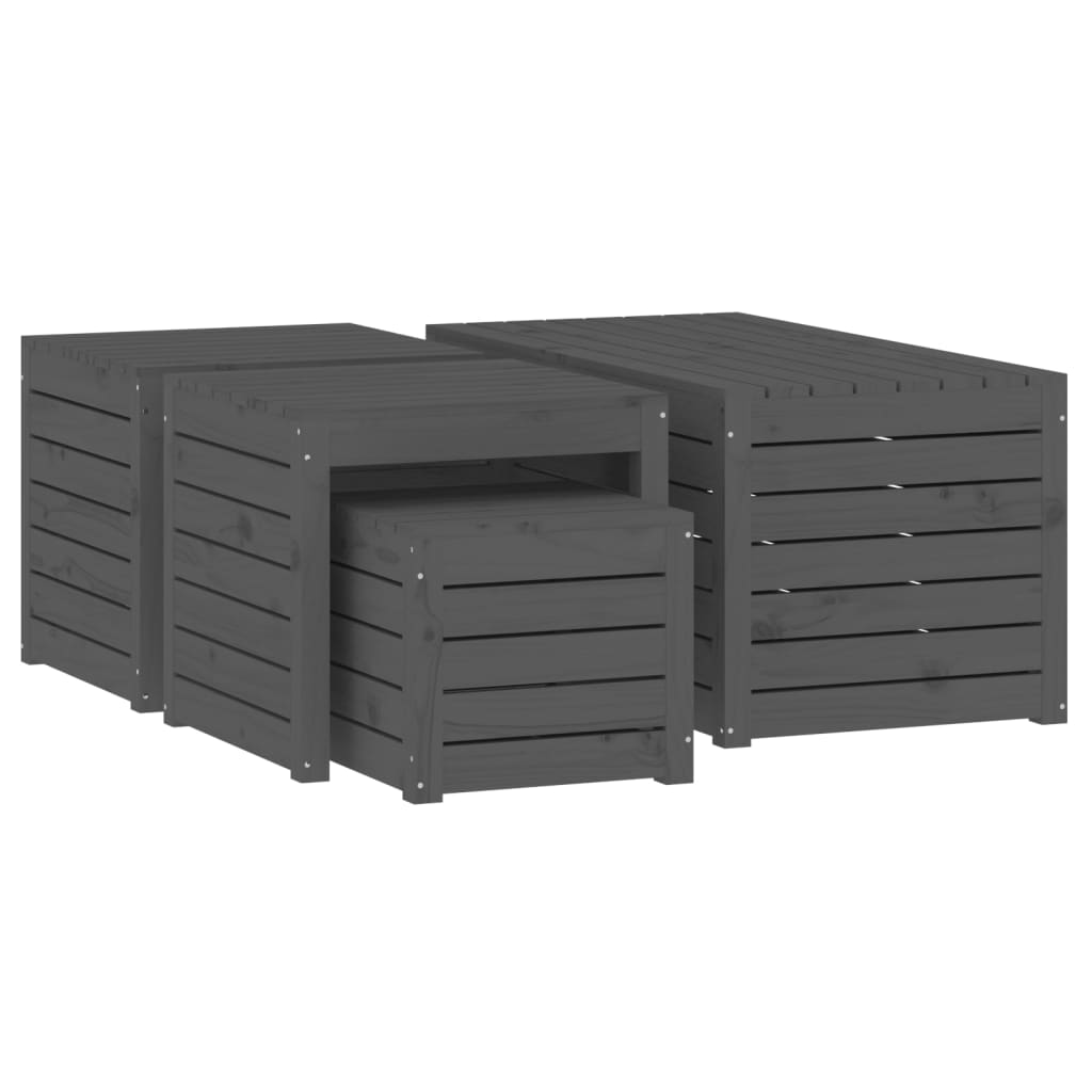 4-Delige Tuinboxset Massief Grenenhout