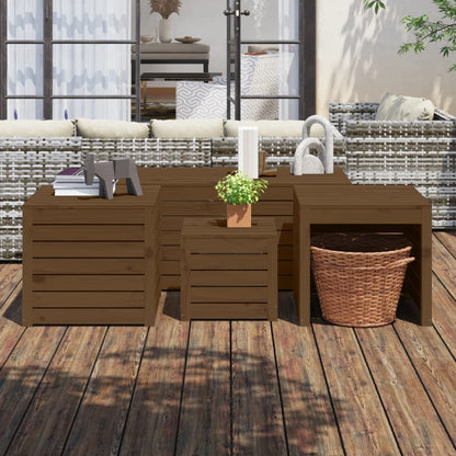 4-Delige Tuinboxset Massief Grenenhout