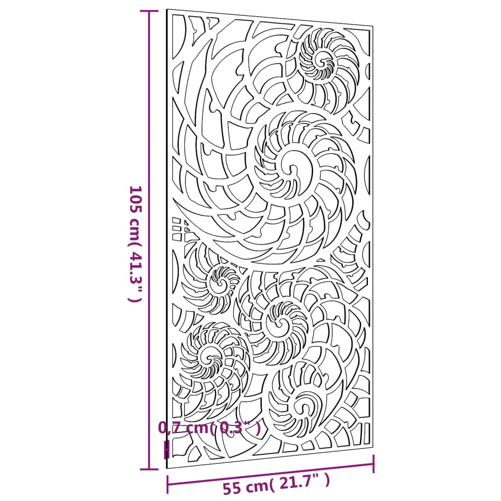 Wanddecoratie Tuin Schelpenontwerp 105X55 Cm Cortenstaal