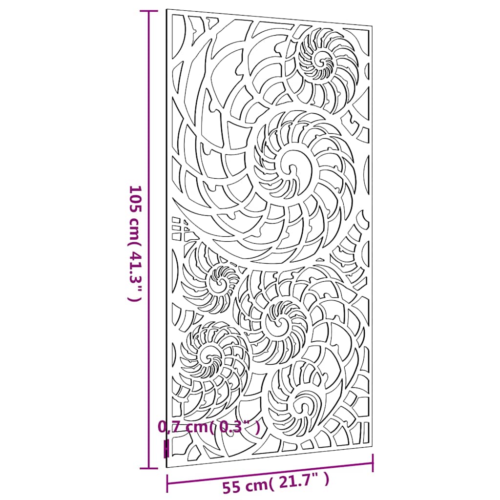 Wanddecoratie Tuin Schelpenontwerp 105X55 Cm Cortenstaal