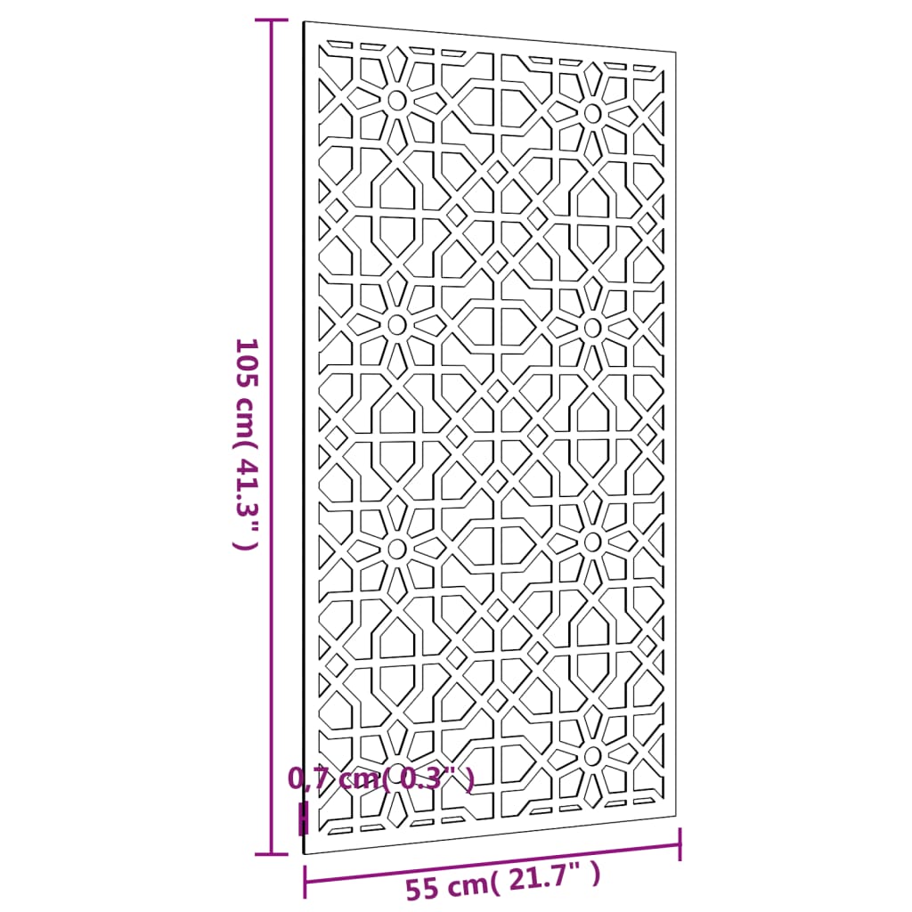 Wanddecoratie Tuin Moors Ontwerp 105X55 Cm Cortenstaal