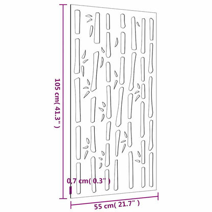 Wanddecoratie Tuin Bamboe-Ontwerp 105X55 Cm Cortenstaal