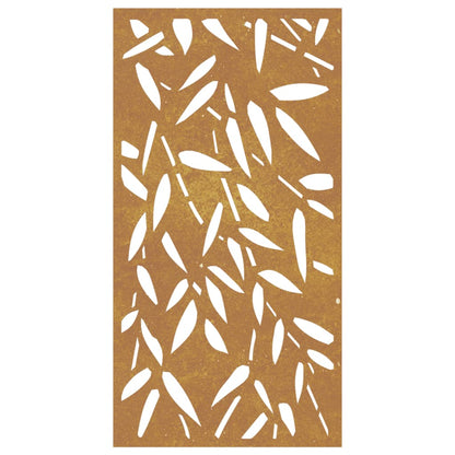 Wanddecoratie Tuin Bamboebladontwerp 105X55 Cm Cortenstaal