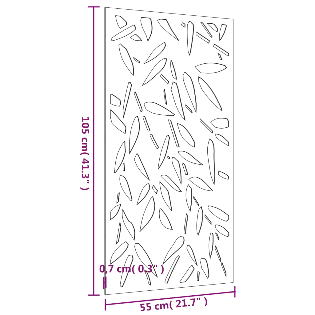 Wanddecoratie Tuin Bamboebladontwerp 105X55 Cm Cortenstaal