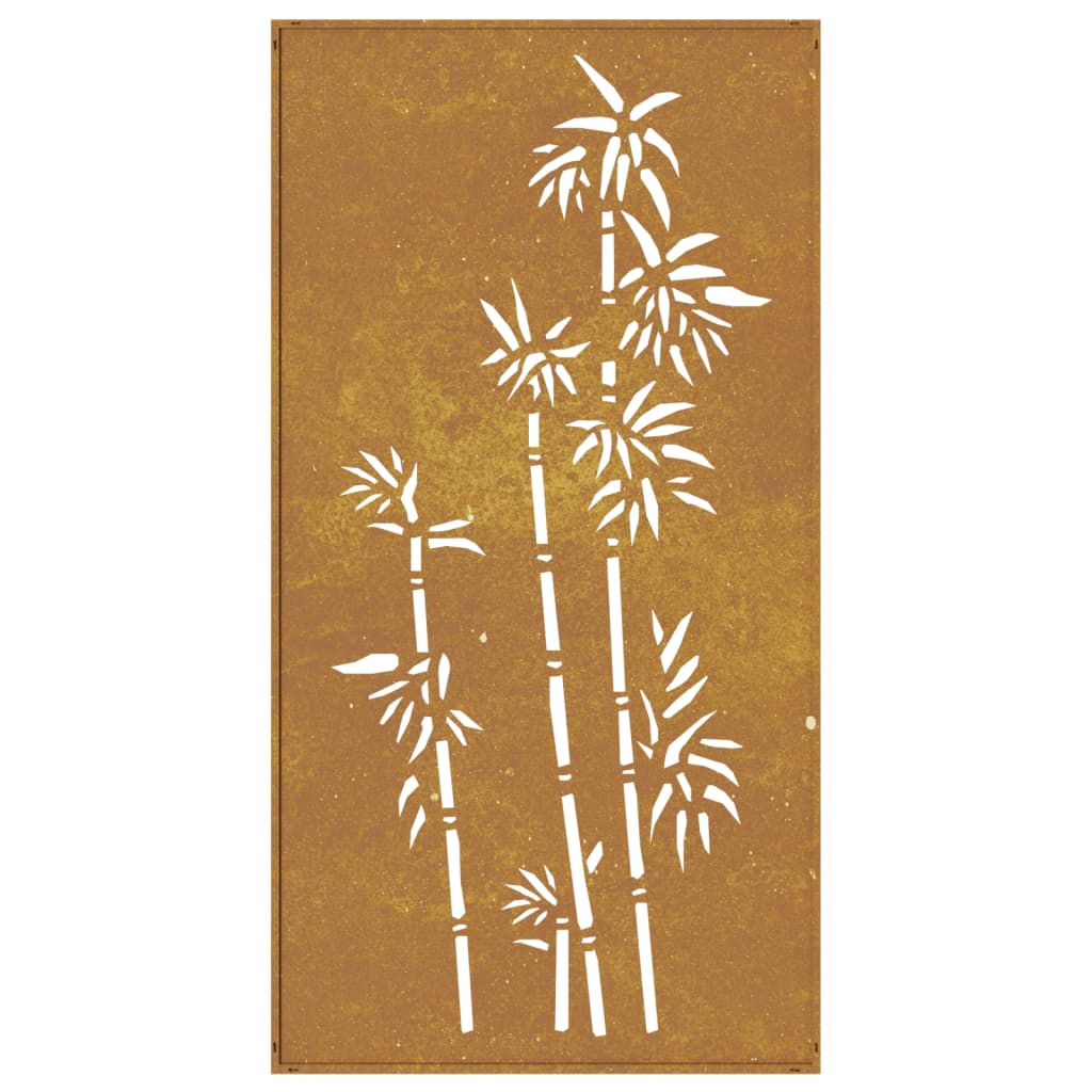 Wanddecoratie Tuin Bamboe-Ontwerp 105X55 Cm Cortenstaal