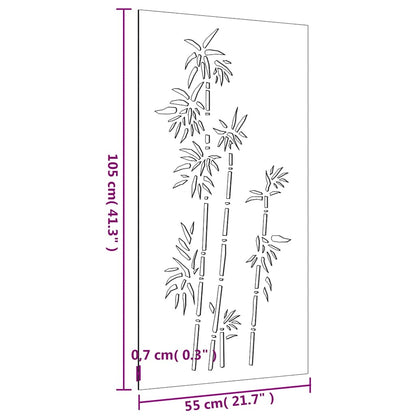 Wanddecoratie Tuin Bamboe-Ontwerp 105X55 Cm Cortenstaal