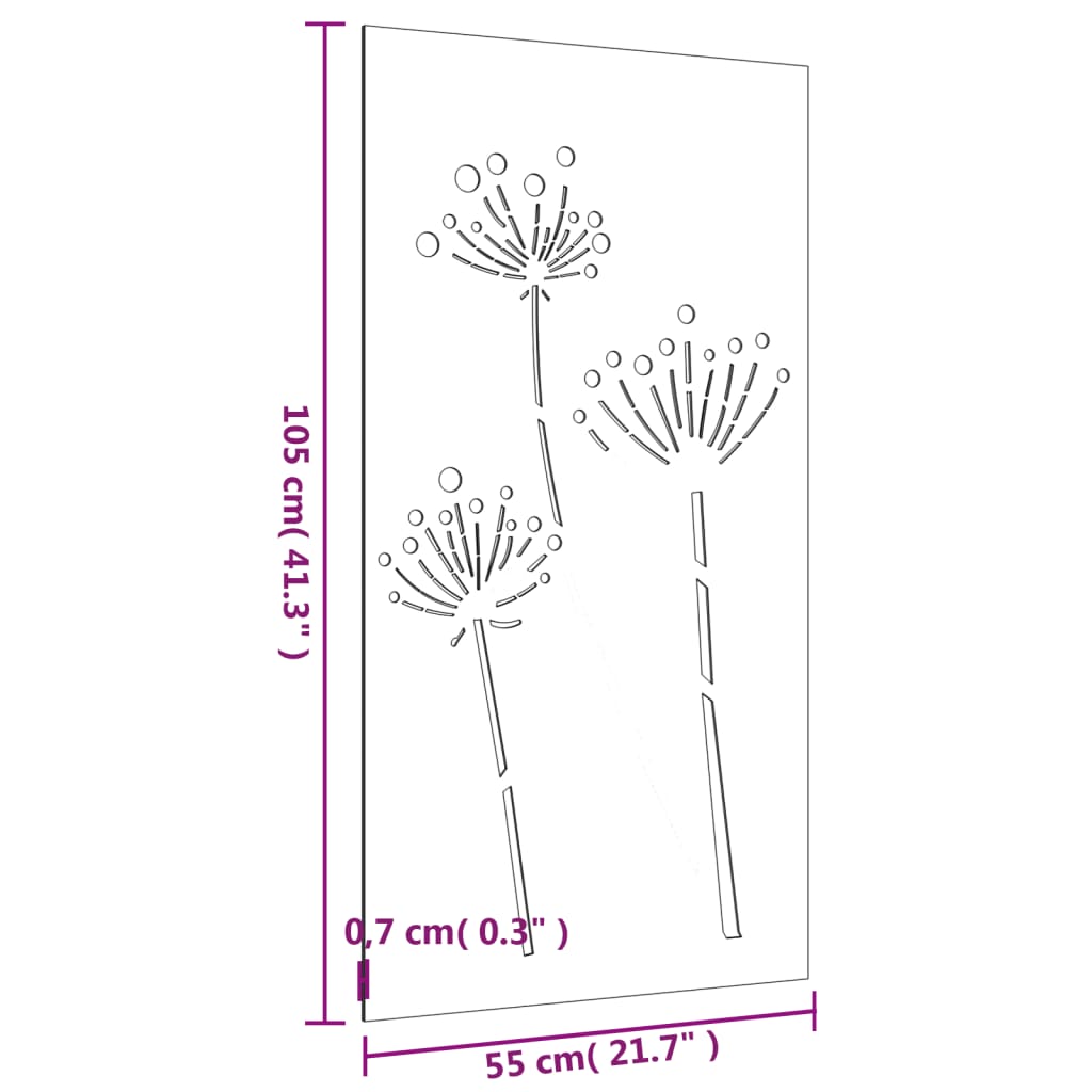 Wanddecoratie Tuin Bloemenontwerp 105X55 Cm Cortenstaal