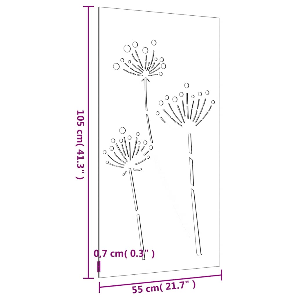 Wanddecoratie Tuin Bloemenontwerp 105X55 Cm Cortenstaal