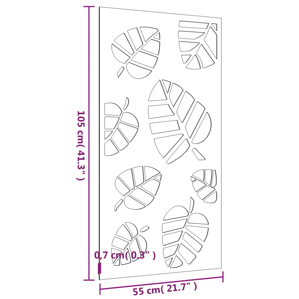 Wanddecoratie Tuin Bladontwerp 105X55 Cm Cortenstaal