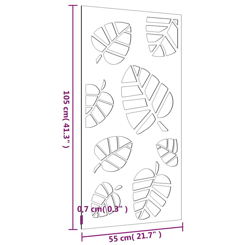 Wanddecoratie Tuin Bladontwerp 105X55 Cm Cortenstaal