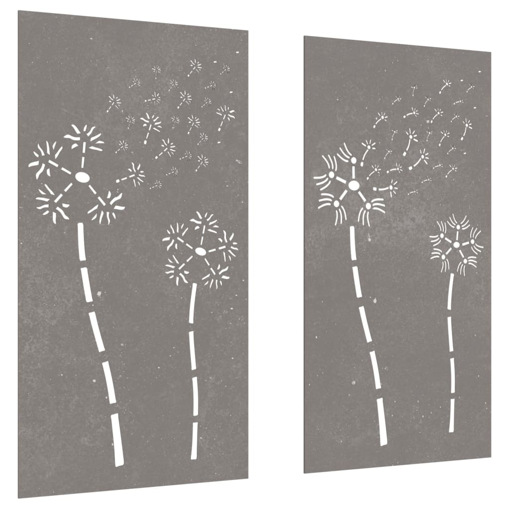 Wanddecoratie Tuin 2 St Bloemenontwerp 105X55 Cm Cortenstaal