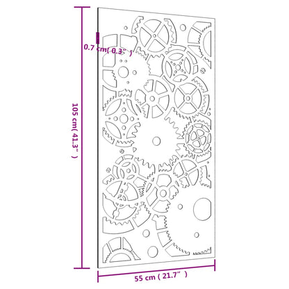 Wanddecoratie Tuin Tandwielontwerp 105X55 Cm Cortenstaal