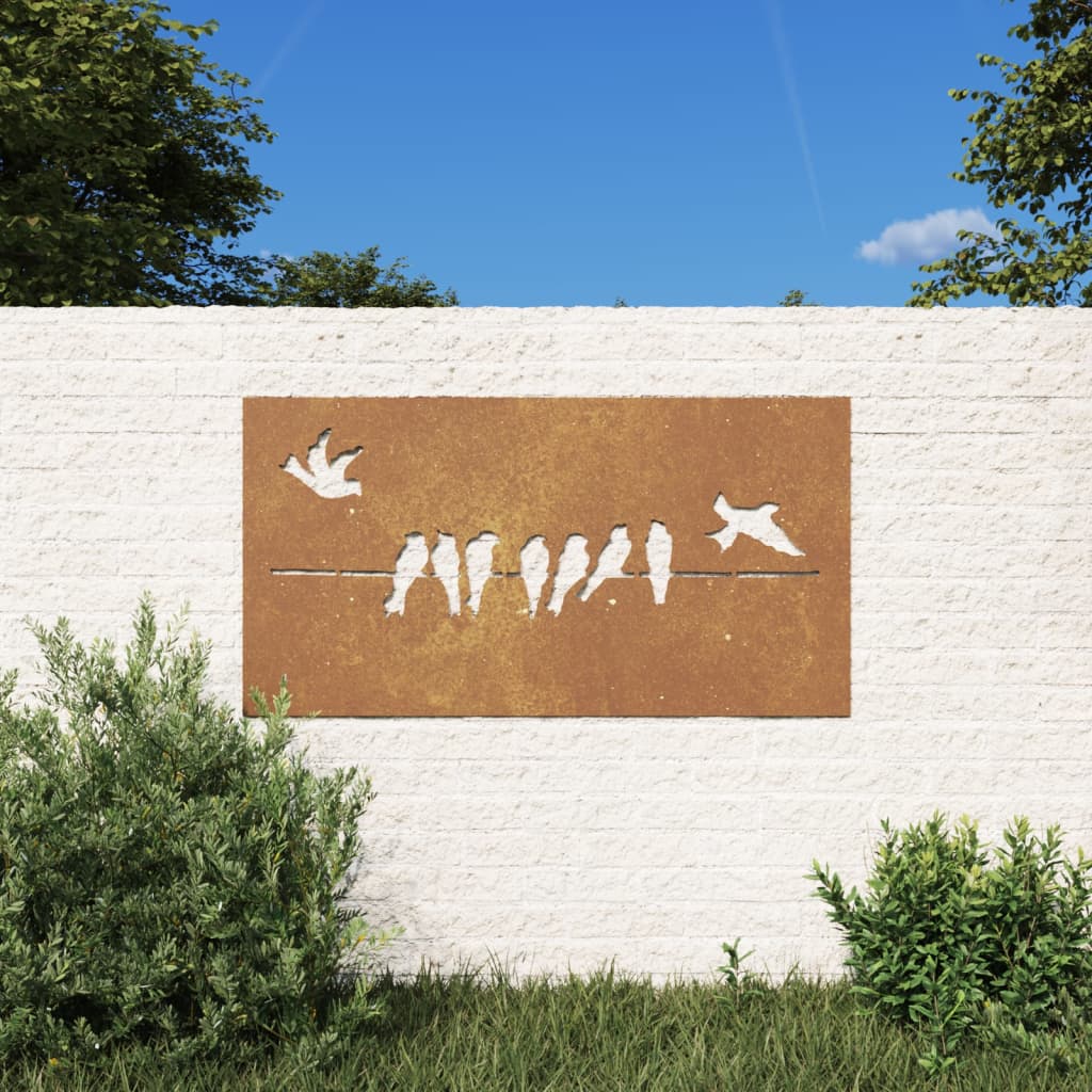 Wanddecoratie Tuin Vogelontwerp 105X55 Cm Cortenstaal
