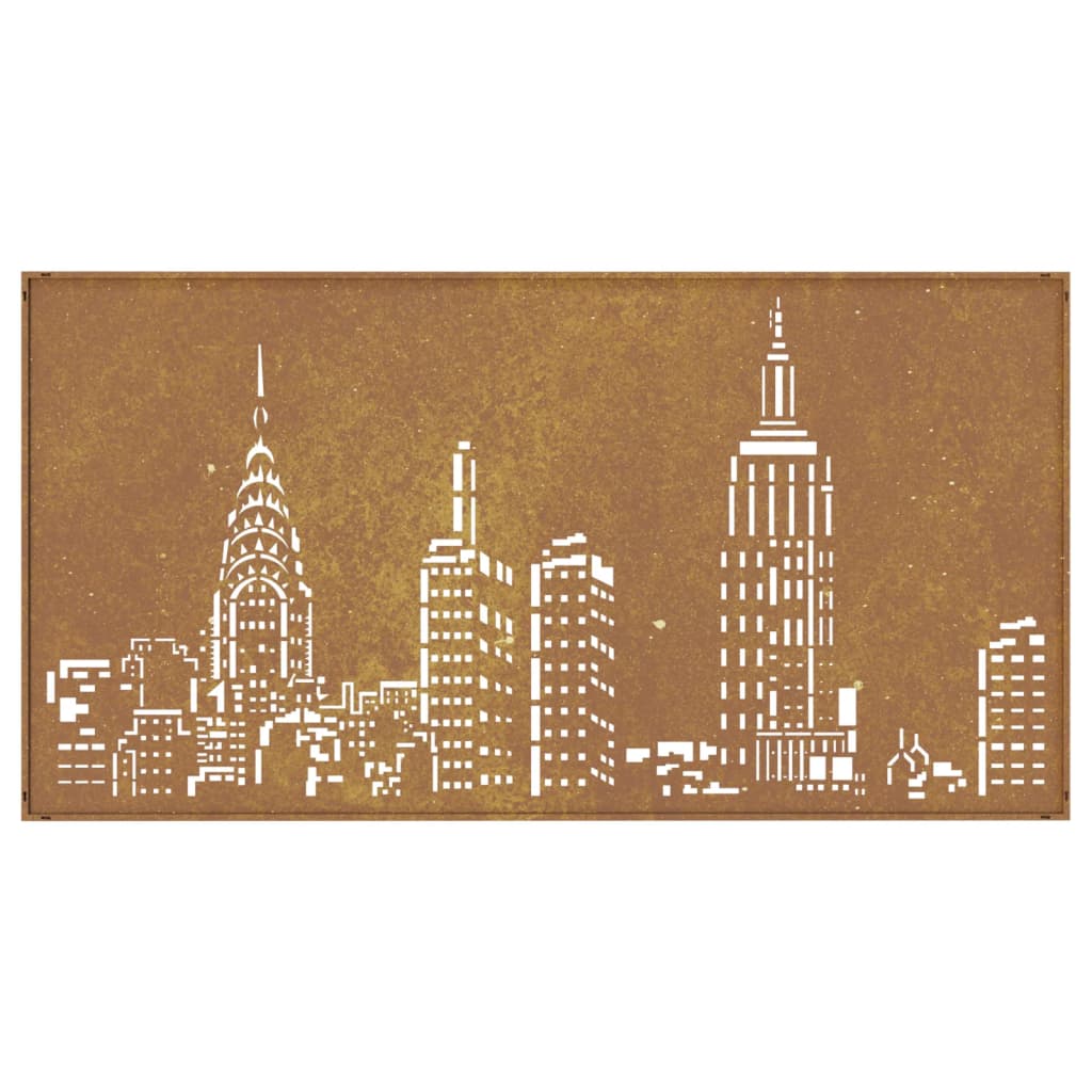 Wanddecoratie Tuin Skyline-Ontwerp 105X55 Cm Cortenstaal