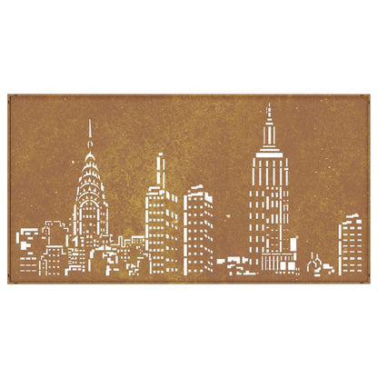 Wanddecoratie Tuin Skyline-Ontwerp 105X55 Cm Cortenstaal