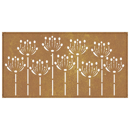 Wanddecoratie Tuin Bloemenontwerp 105X55 Cm Cortenstaal