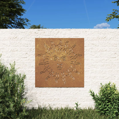 Wanddecoratie Tuin Zonontwerp 55X55 Cm Cortenstaal