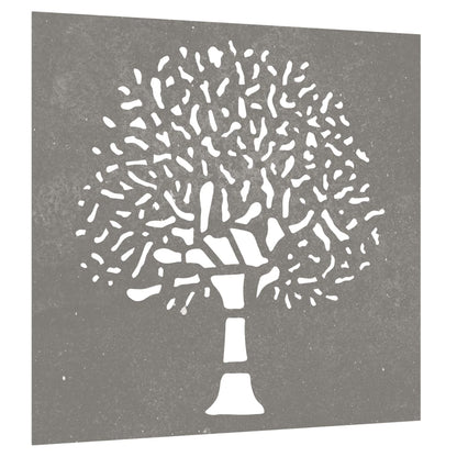 Wanddecoratie Tuin Boomontwerp 55X55 Cm Cortenstaal