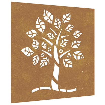 Wanddecoratie Tuin Boomontwerp 55X55 Cm Cortenstaal
