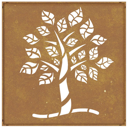 Wanddecoratie Tuin Boomontwerp 55X55 Cm Cortenstaal