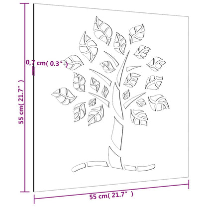 Wanddecoratie Tuin Boomontwerp 55X55 Cm Cortenstaal