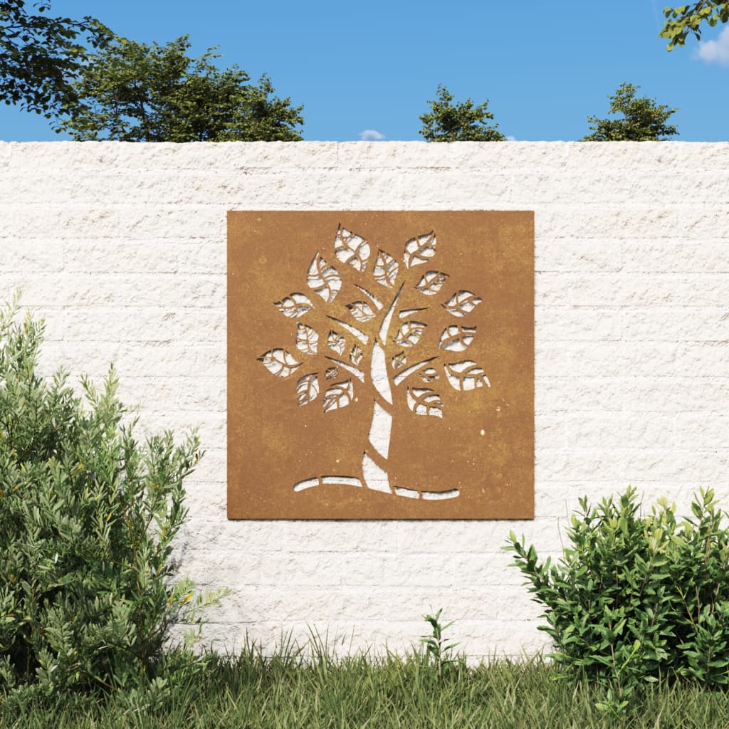 Wanddecoratie Tuin Boomontwerp 55X55 Cm Cortenstaal
