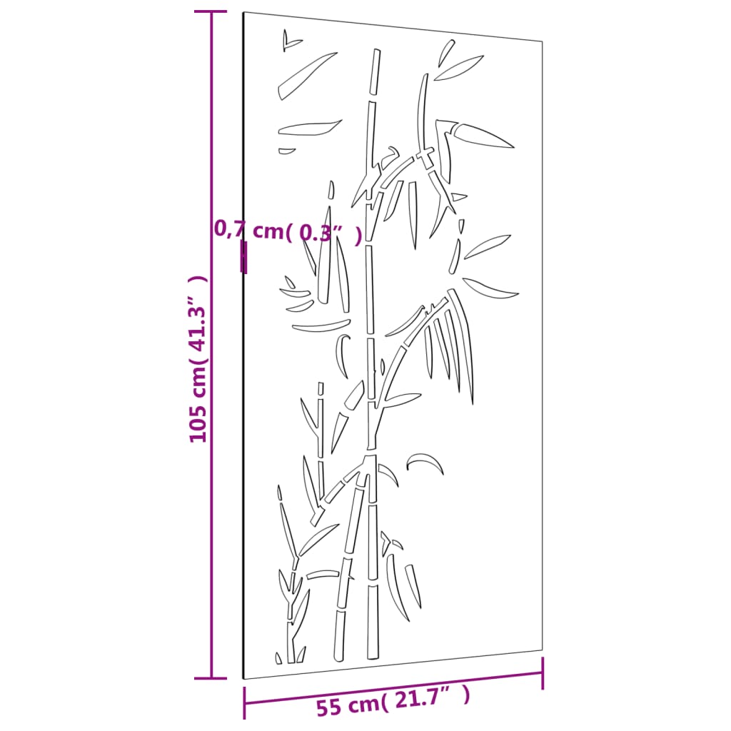 Wanddecoratie Tuin Bamboe-Ontwerp 105X55 Cm Cortenstaal