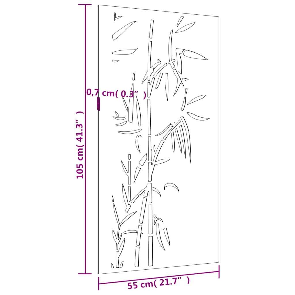 Wanddecoratie Tuin Bamboe-Ontwerp 105X55 Cm Cortenstaal