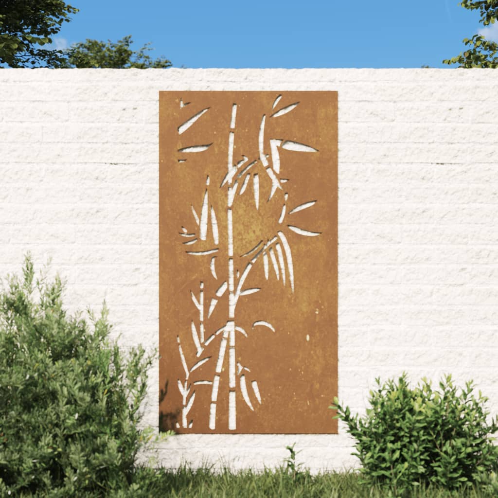 Wanddecoratie Tuin Bamboe-Ontwerp 105X55 Cm Cortenstaal