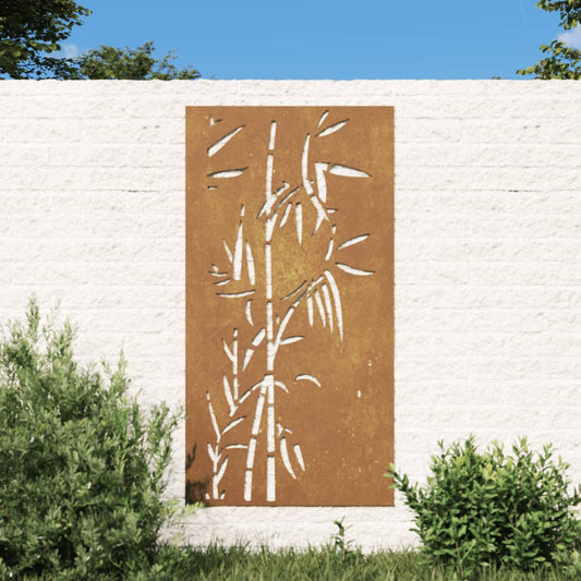 Wanddecoratie Tuin Bamboe-Ontwerp 105X55 Cm Cortenstaal