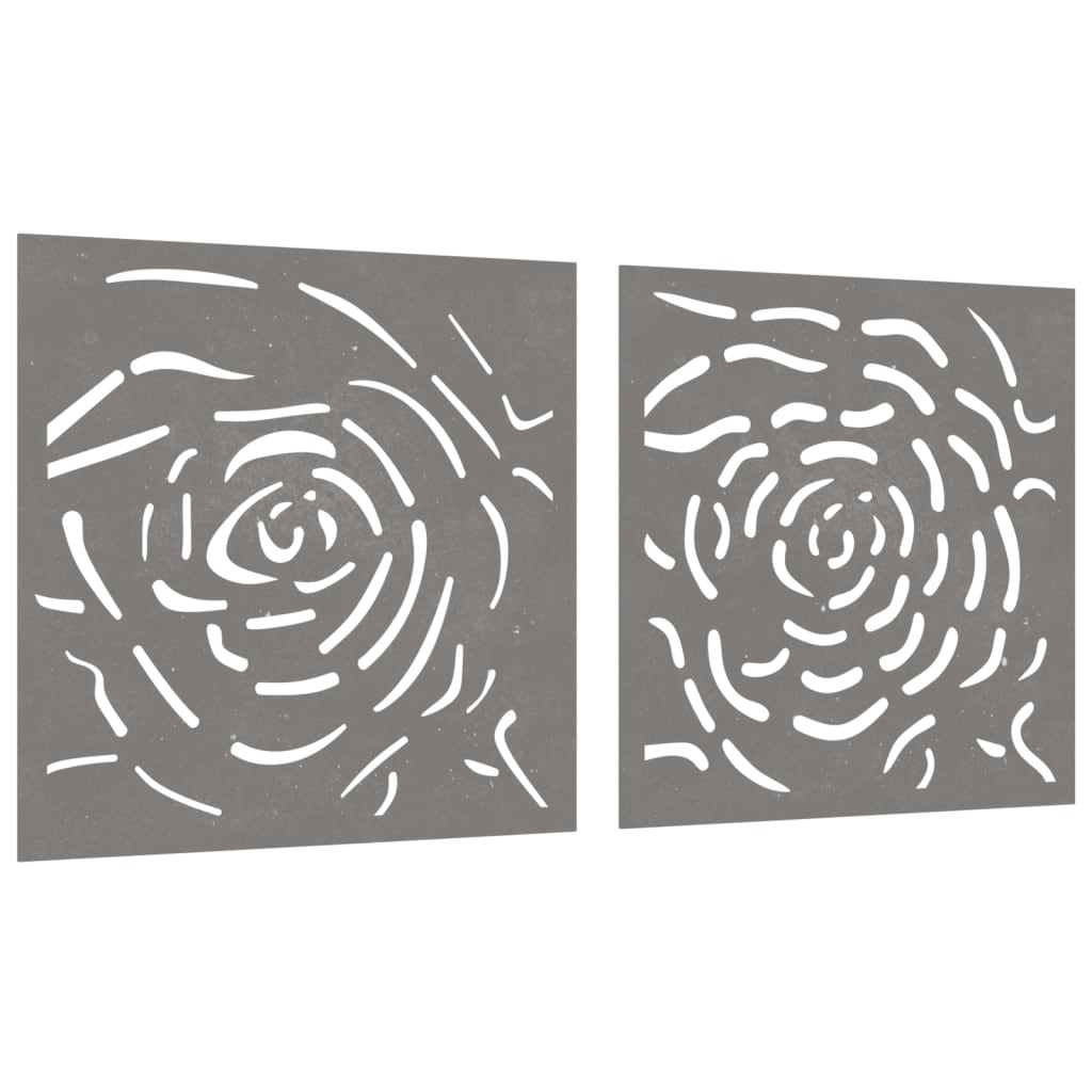 Wanddecoratie Tuin 2 St Rozenontwerp 55X55 Cm Cortenstaal