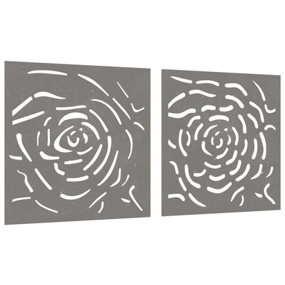 Wanddecoratie Tuin 2 St Rozenontwerp 55X55 Cm Cortenstaal